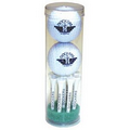 Golf Combo Tube Pack with 9 Tees & 2 Balls (2 1/8")